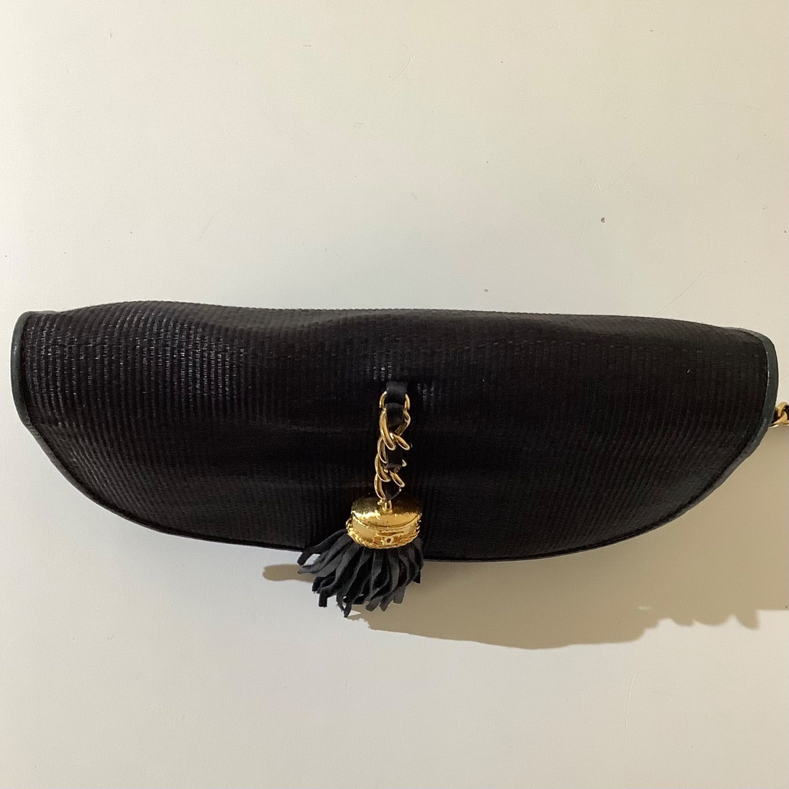 【タッセルがポイント☆】CHANEL チェーンクラッチバッグ CHANEL シャネル クラッチバッグ ブラック タッセル フリンジ