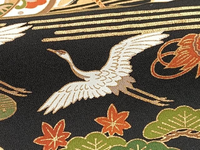 平和屋着物□豪華黒留袖 鏡裏花文 鶴 金彩 正絹 逸品 CAAU6689xe