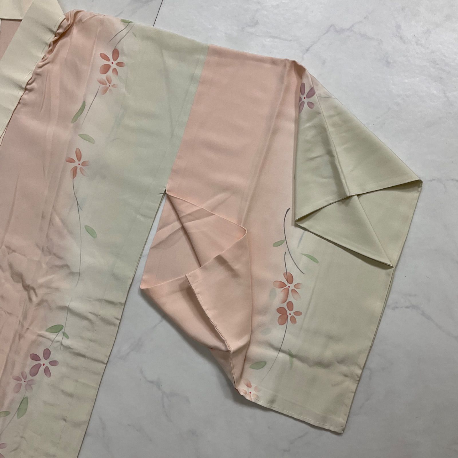 kimono+one◇美品◇長襦袢◇正絹◇半襟付き◇袖無双◇居敷当て付き◇裄