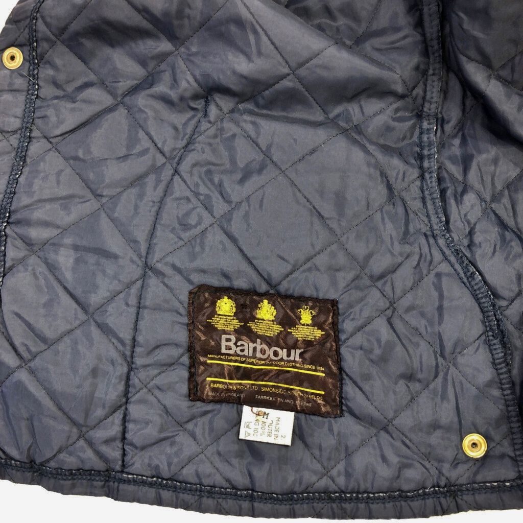 90年代 イングランド製 Barbour バブアー LIDDESDALE リッズデイル キルティングジャケット ネイビー (メンズ M) 中古 古着 s0001