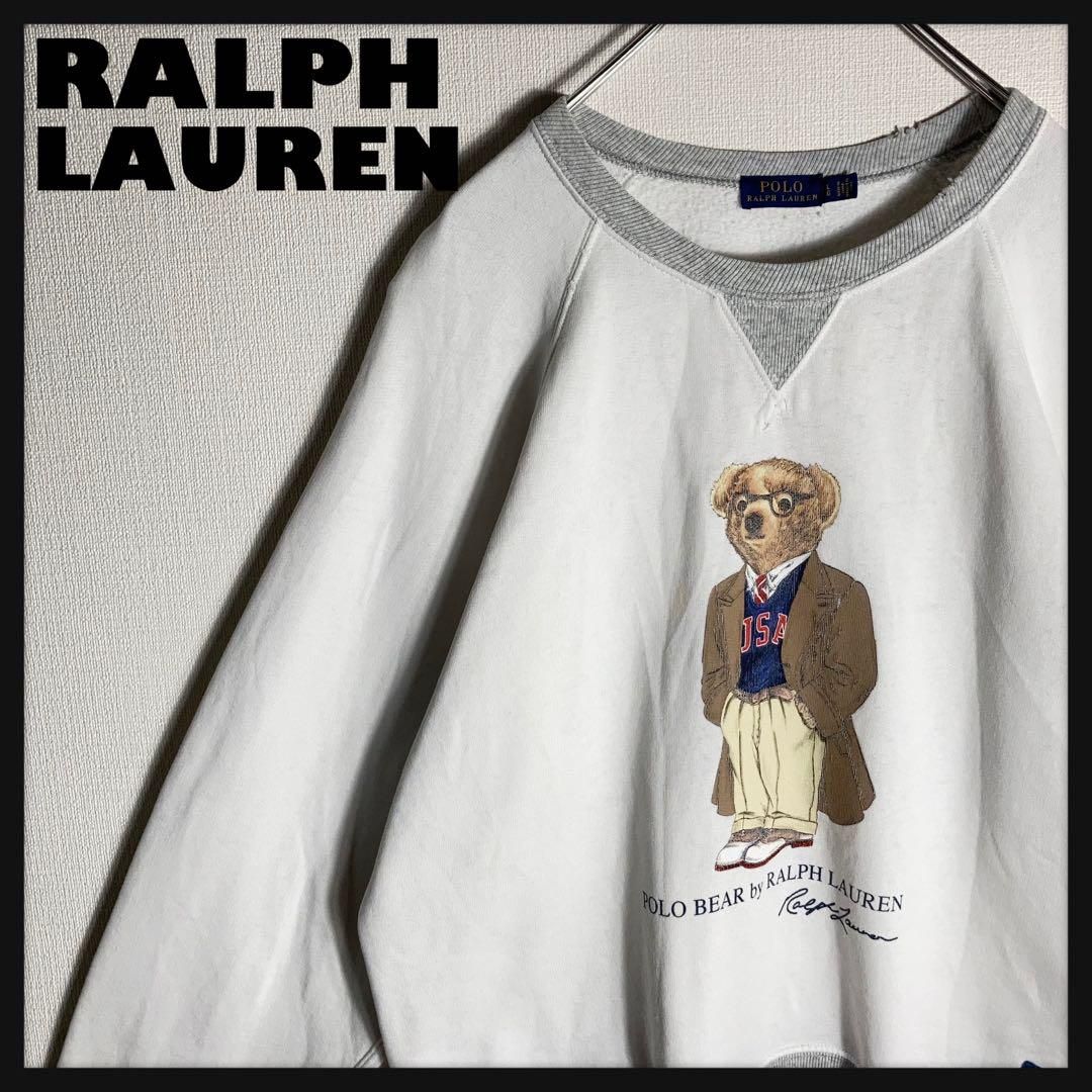 【極美品/現行モデル】POLO RALPHLAUREN スウェット ロゴ 白 L POLOポロラルフローレン スウェットトレーナー ホワイト白