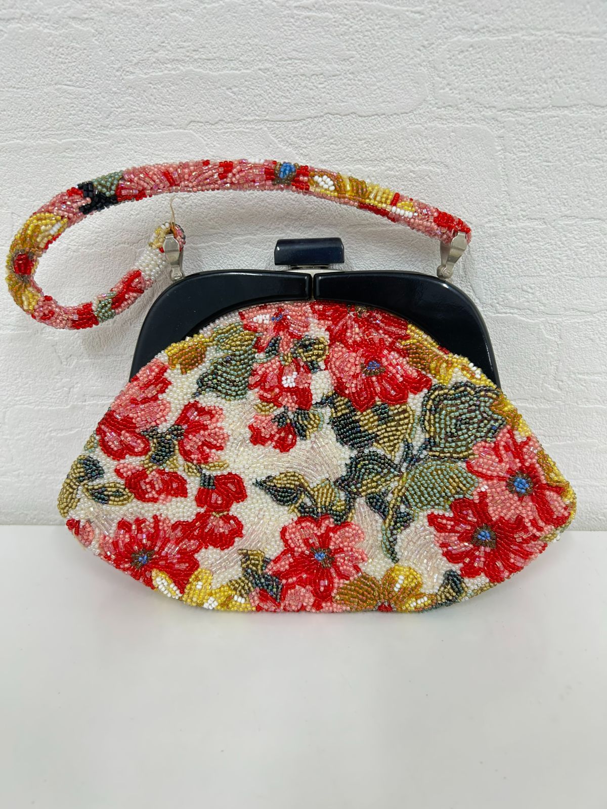 B-719 ビーズバッグ がま口 昭和 日本 和装バッグ 和装小物 ジャパン