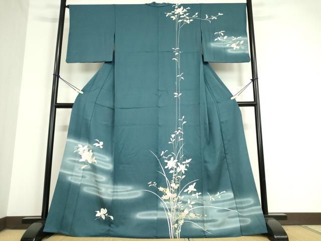 平和屋着物▽訪問着 単衣 霞草花文 暈し染め 金彩 正絹 逸品  