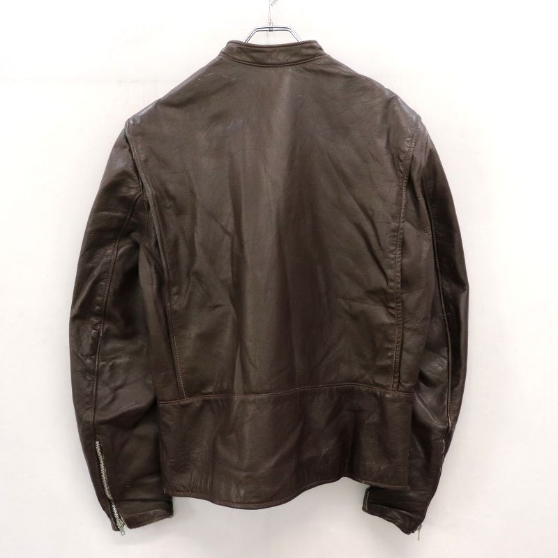70s vintage BROOKS レザー シングルライダースジャケット メンズ L