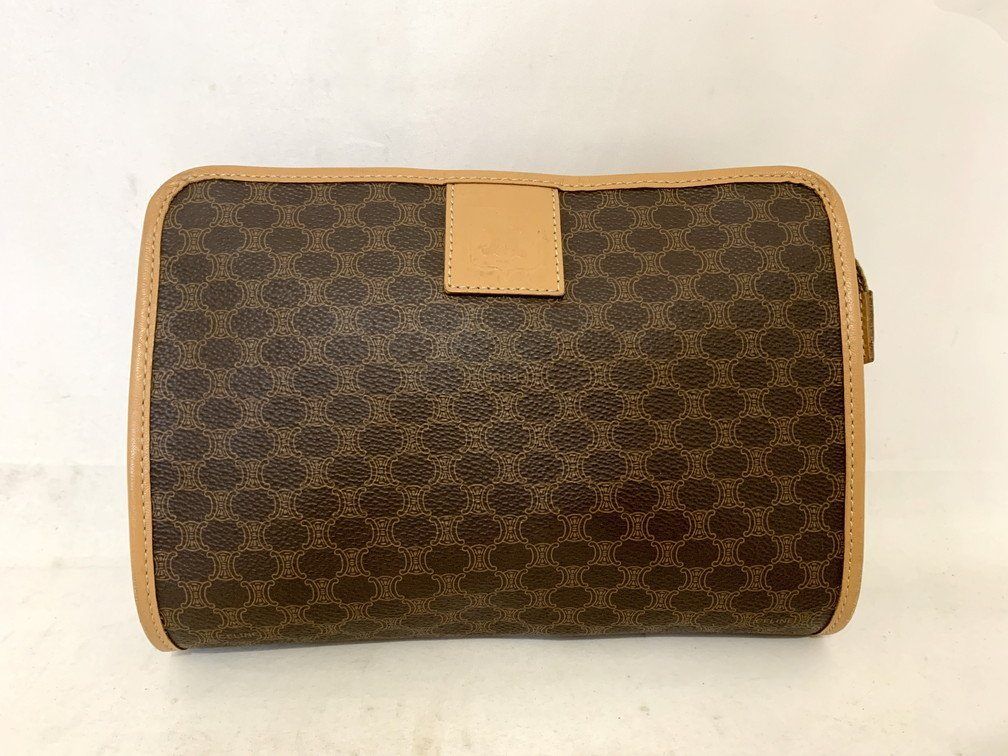 【Y】セリーヌ クラッチバッグ マカダム ブラウン レザー ヴィンテージ CELINE ヴィンテージセリーヌ マカダム柄クラッチバッグ レザー