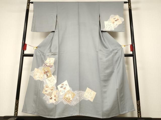 平和屋着物●訪問着　色紙重ね草花文　金彩　正絹　逸品　DAAW5089ud 平和屋着物○訪問着 色紙重ね草花文 金彩 正絹 逸品 DAAW5089ud 平和屋