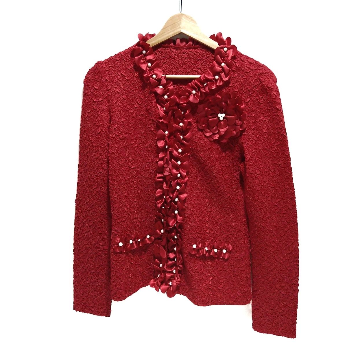 【極美品】NOKO OHNO プリーツジャケット 38 ブルー/ブラック フリル 極美品】NOKO OHNO プリーツジャケット 38 ブルー/ブラック フリル