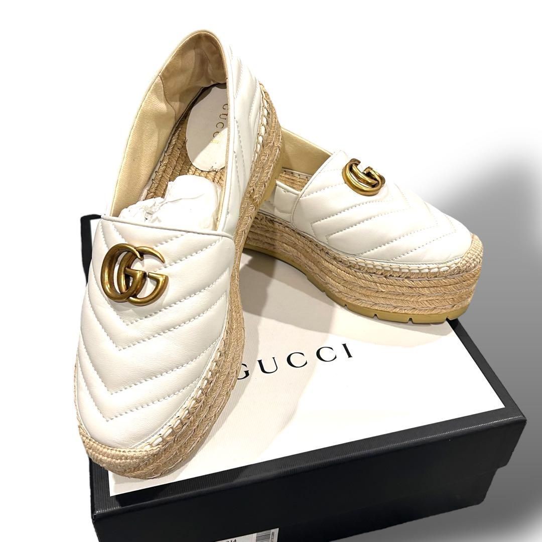GUCCI 0 グッチ GGロゴ38 ホワイトエスパドリーユ 25cm GUCCI ホワイト 