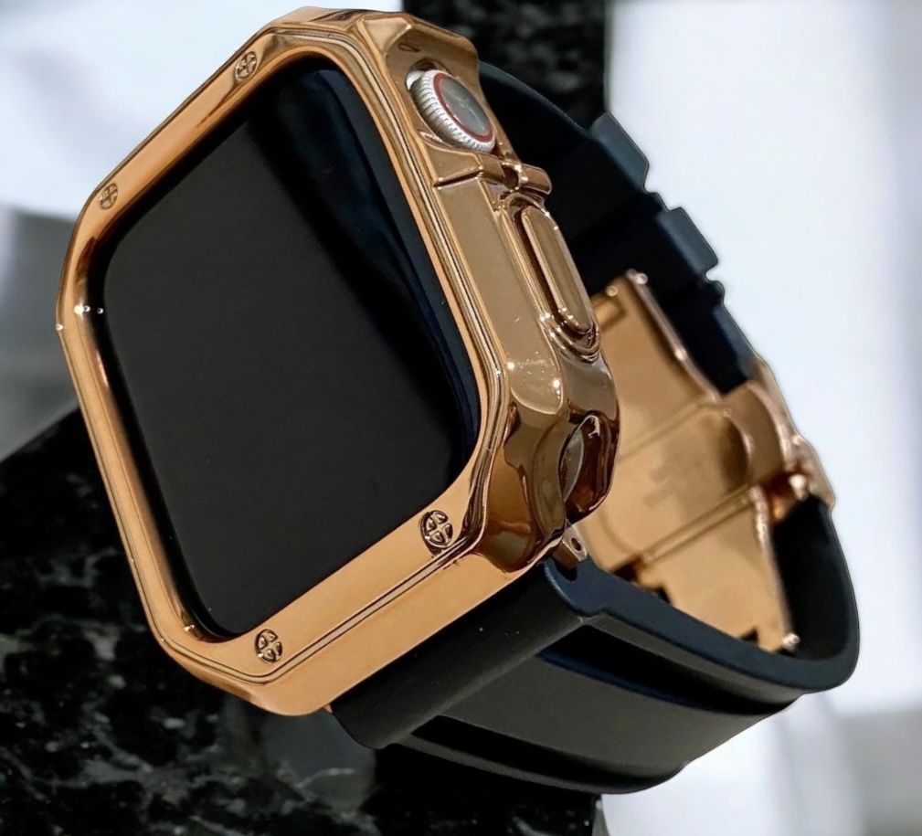 Apple WatchフレームカバーTPUケースand ラバーベルトカスタムバンドセット 38.40.41.42.44.45.46 49ultra ウルトラ 117