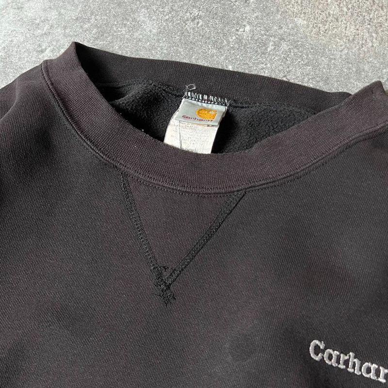 雰囲気系 90s Carhartt ロゴ刺繍 前V スウェット トレーナー XL / 90