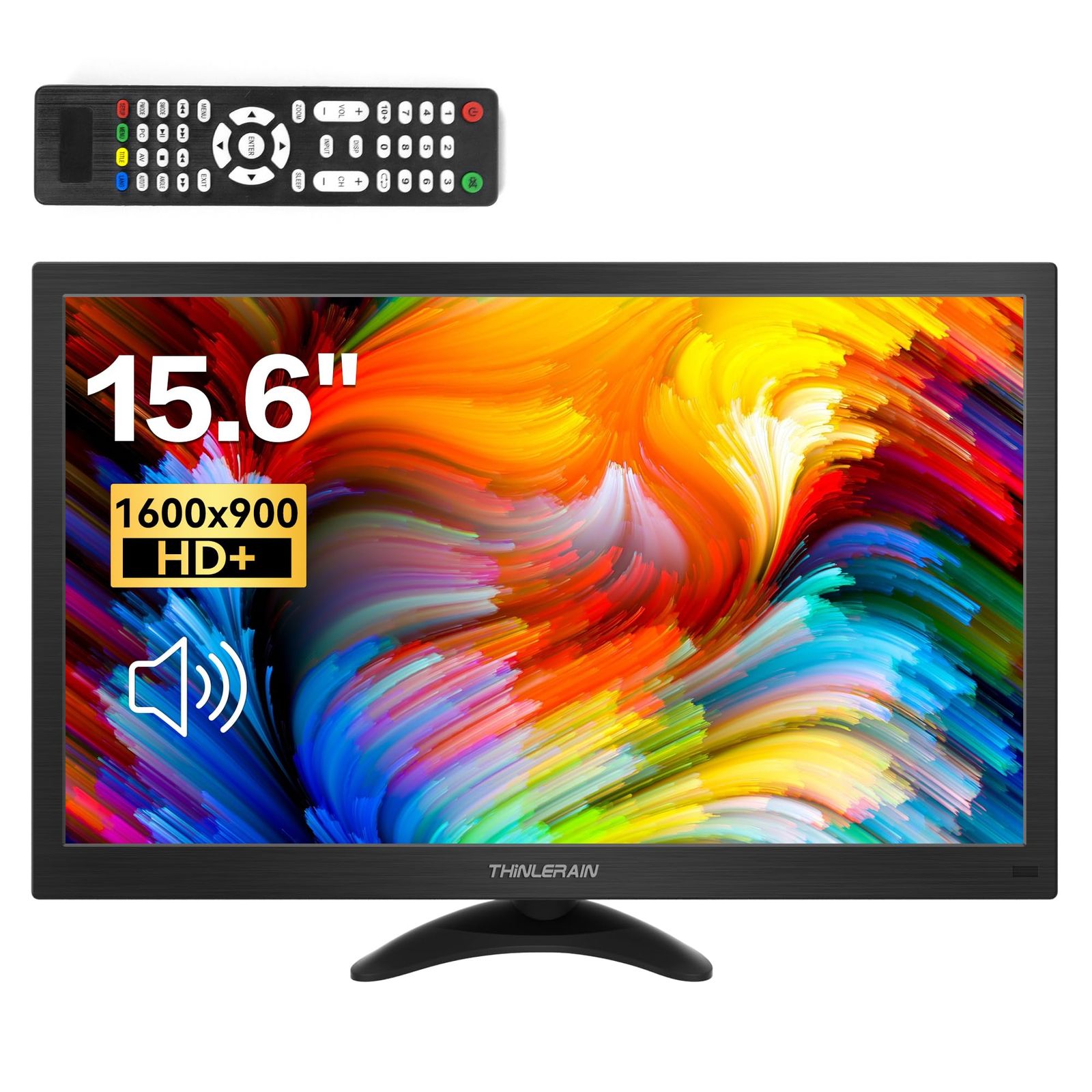 15.6インチモニター 小型 ディスプレイ 液晶ディスプレイ モニター|HDMI VGA AV BNC USB ポート|1600x900|16 9|140°視野|VESAマウント|スピーカー内蔵|リモコン