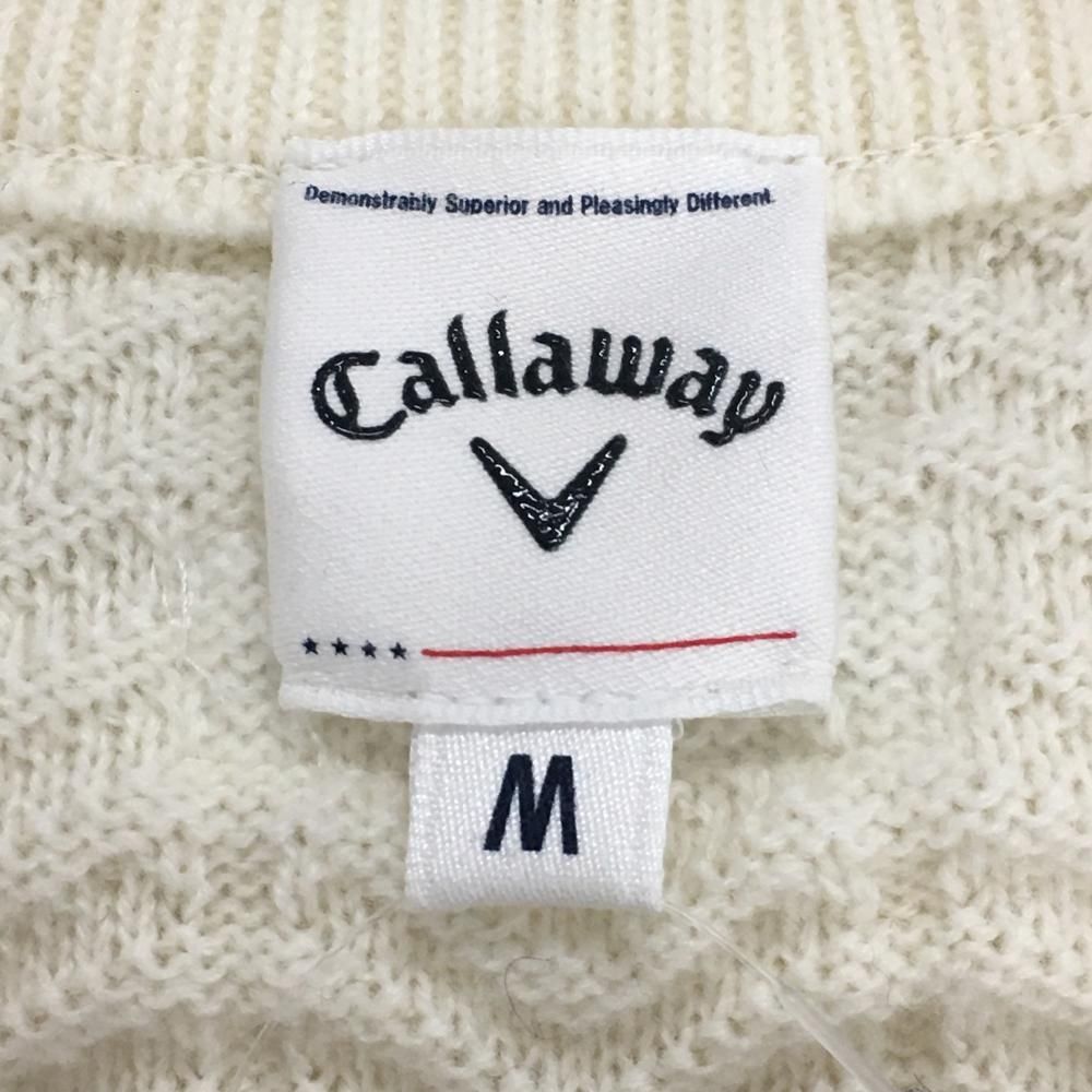 【超美品】キャロウェイ ニットベスト アイボリー ヘリンボーン調 ウール混 メンズ M ゴルフウェア Callaway キャロウェイ ニットベスト ヘリンボーン キャロウェイゴルフ Golf V