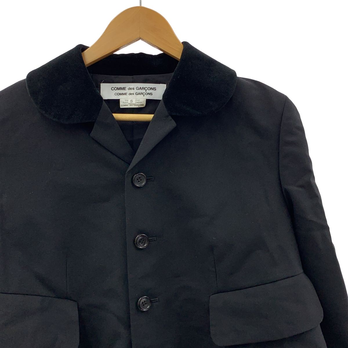 COMME des GARCONS COMME des GARCONS コムコム 2025AW ベロア 切替 ラウンド ジャケット S ブラック レディース