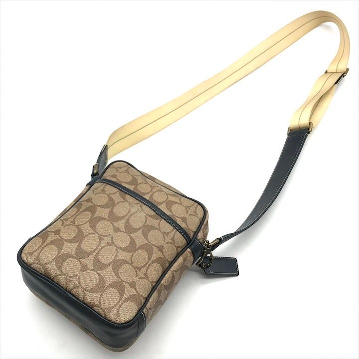COACH コーチ ストライプ ショルダー バッグ 斜め掛け PVC