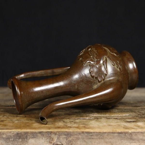 銅器 牡丹高把壺 徳利 装飾品 工芸品 置物 銅器 牡丹高把壺 徳利 装飾品 工芸品 置物 - メルカリ