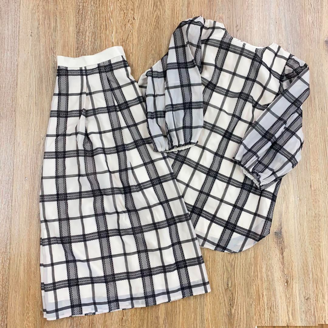 m4882 ローズティアラ フロッキーチェック セットアップ