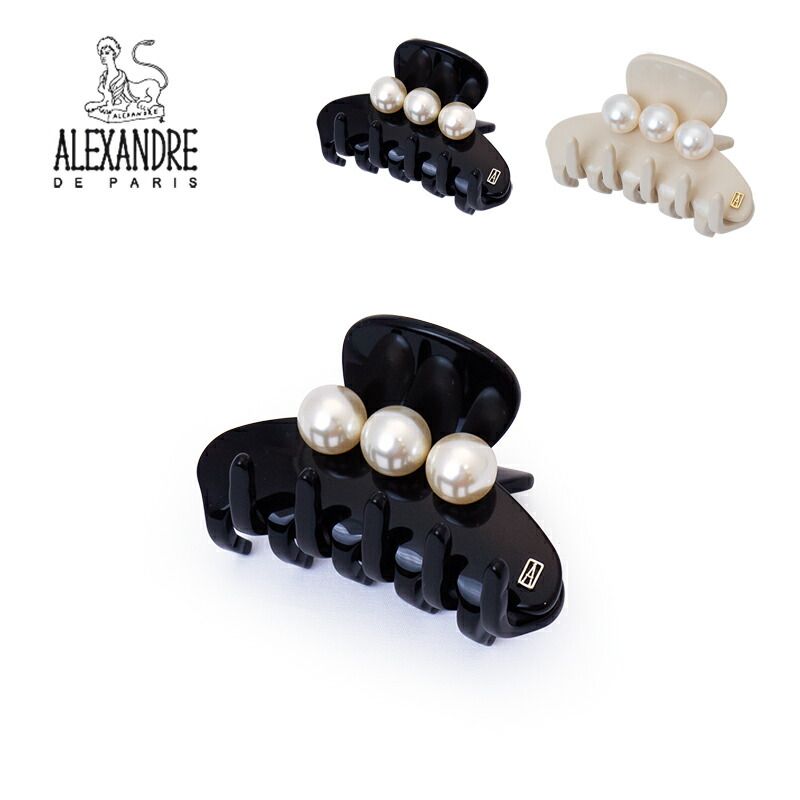 アレクサンドル ドゥ パリ ALEXANDRE DE PARIS Sクリップ ヘアクリップ ACCS 17607 02 ブランド ブラック 黒 ベージュ パール