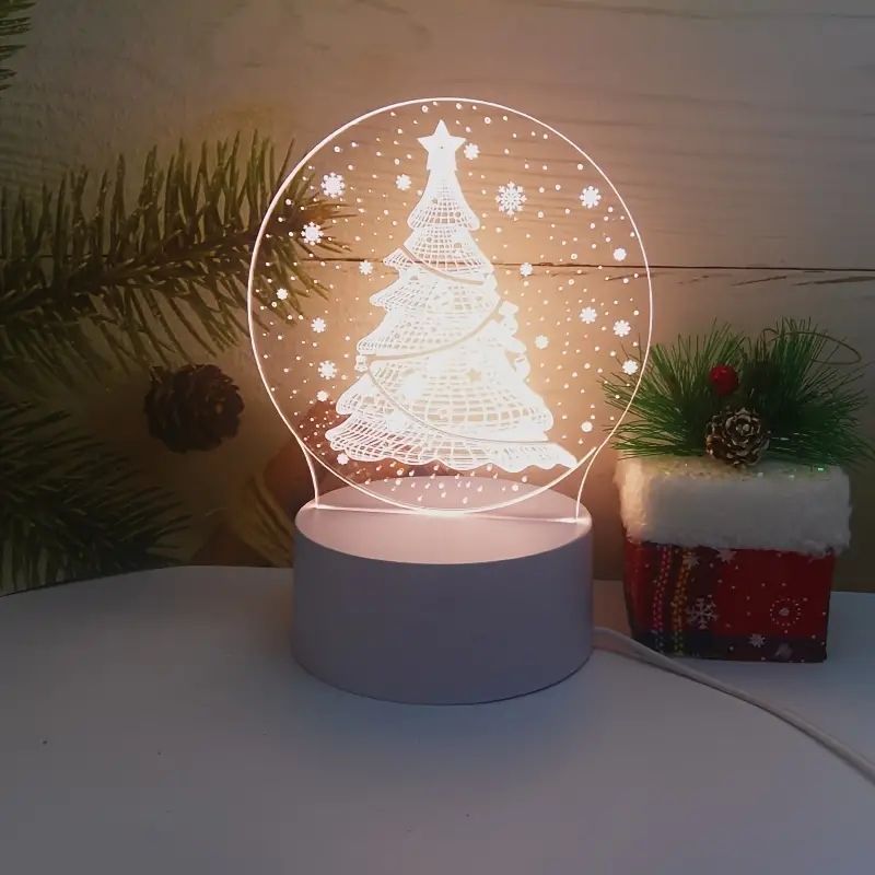 居心地の良いクリスマスツリー＆スノーフレークLEDナイトライト
