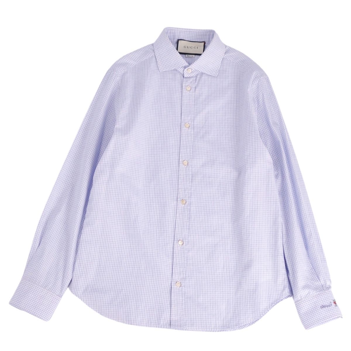 美品 グッチ GUCCI シャツ ロングスリーブ 長袖 チェック コットン  