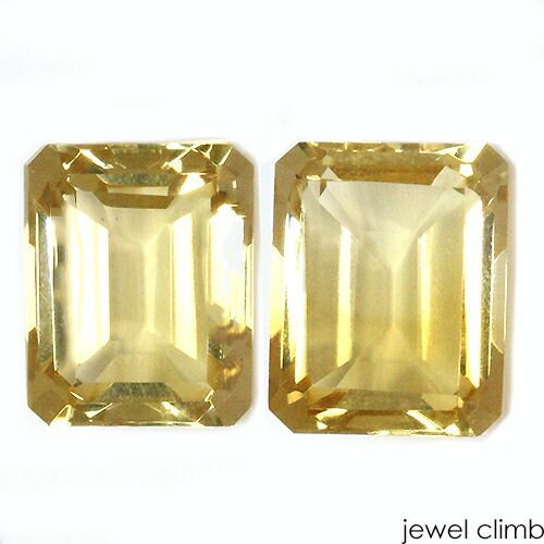 シャープに輝くステップカット シトリン 宝石 ルース ≪ペアストーン≫ ９．６５ＣＴ