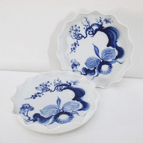 マイセン MEISSEN 2枚セット ブルーオーキッド 小皿 プレート 白系 