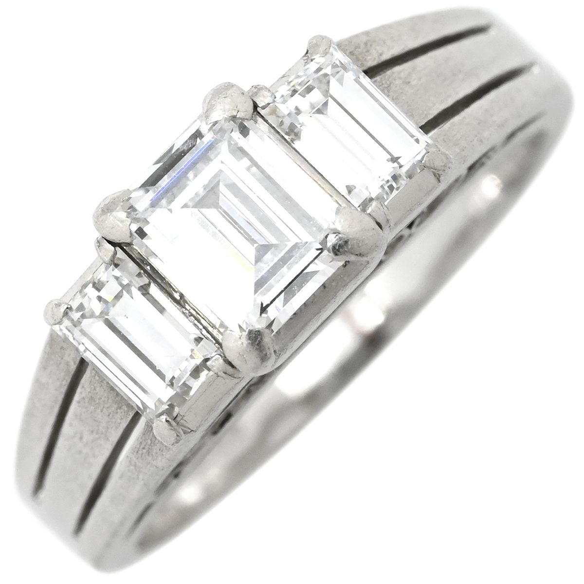 リング 指輪 バゲットカット ダイヤリング Pt900 ダイヤモンド プラチナシルバー 12号