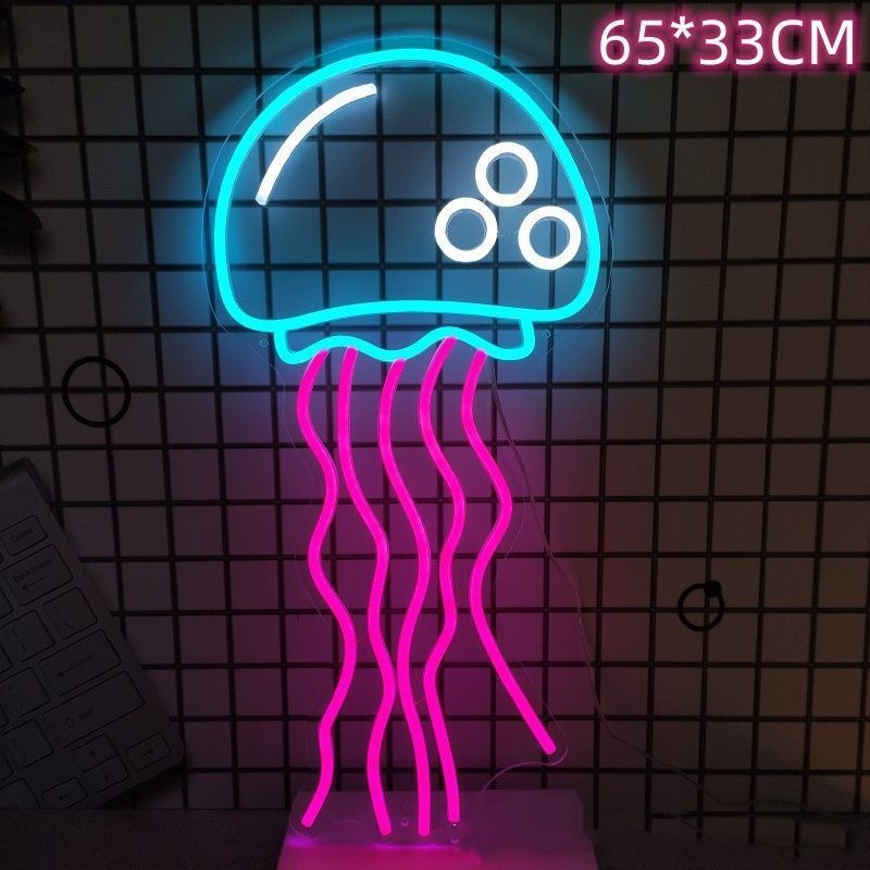 ネオンサイン 壁掛け ネオンイト 水母 発光サイン ネオン管 壁装飾 おしゃれ LED ネオン看板 部屋 インテリア バー カフェ 車 屋内 販売店 趣味 照明 D771