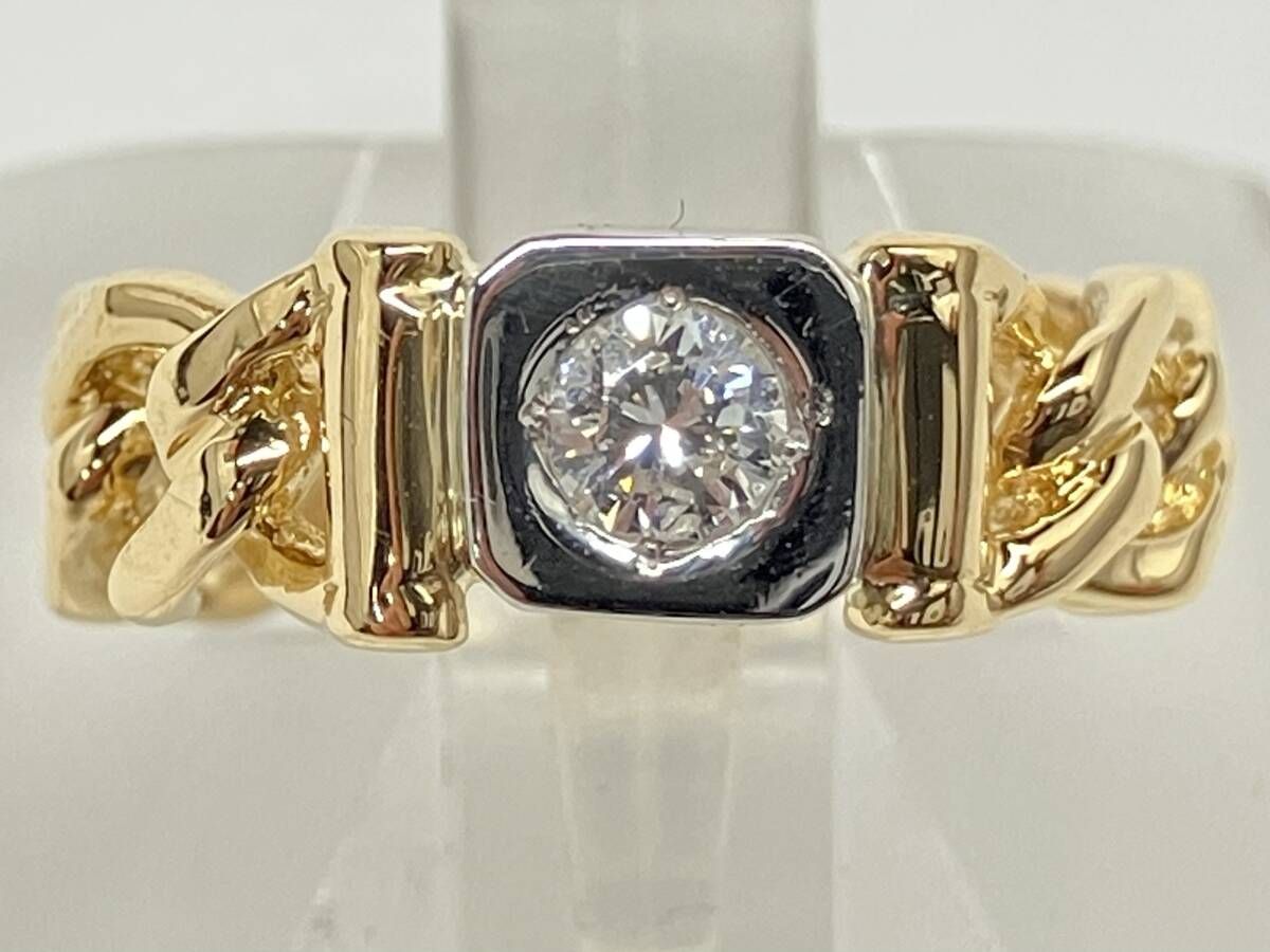 鑑別書付 上質ダイヤモンド0.352ct k18 pt900 指輪 簡易鑑別書付き】／K18 イエローゴールド／Pt900 プラチナ