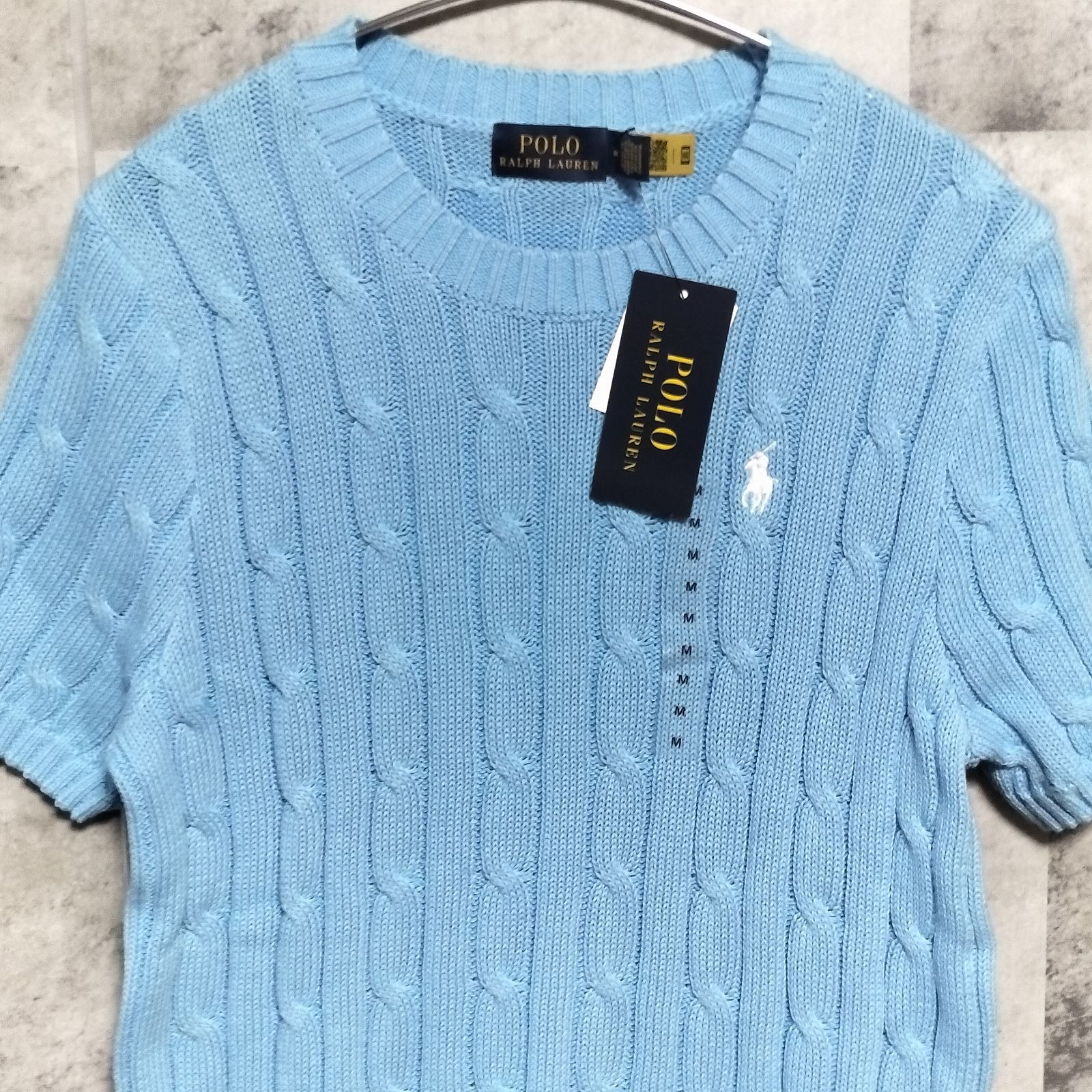 未使用品】【極美品】POLO RALPH LAUREN 半袖 ケーブルニット Мサイズ