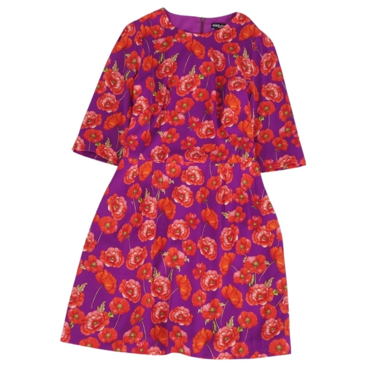 未使用 ドルチェ&ガッバーナ DOLCE&GABBANA ワンピース 五分袖 花