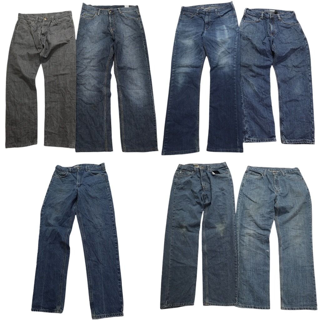 古着卸 まとめ売り カーハート Carhartt デニム パンツ 7枚セット メンズ 33 |34 |36 インディゴブルー フェード 古着 NC1299