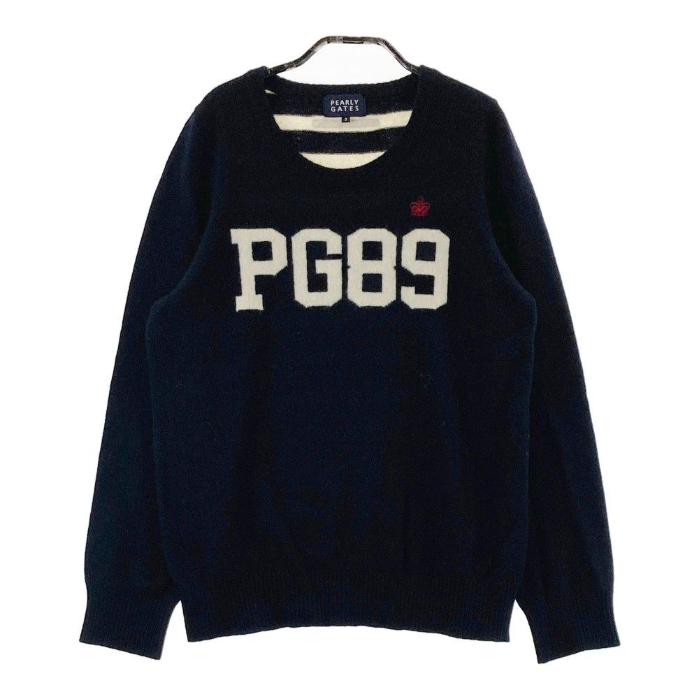 サイズ：2 PEARLY GATES パーリーゲイツ  カシミヤ混 ニットセーター バックボーダー柄 ネイビー系 [240101365087] ゴルフウェア レディース ストスト