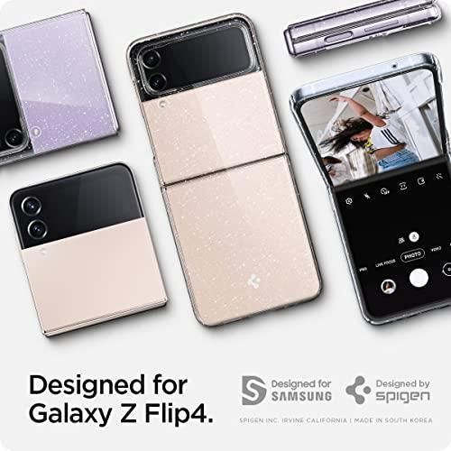 クリスタル・クオーツ Spigen Galaxy Z Flip4 ケース 全透明 ラメ入り
