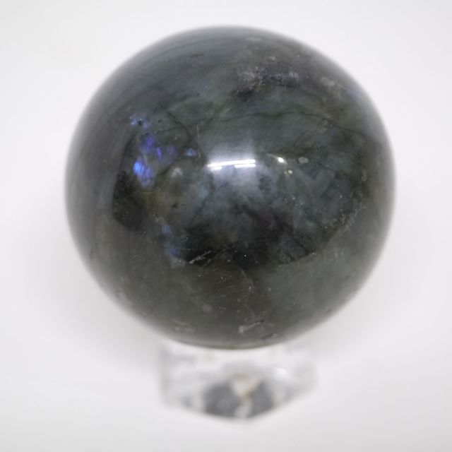 インテリア小物 大玉ラブラドライト丸玉 一点物 約59.8mm(約295g) 台座