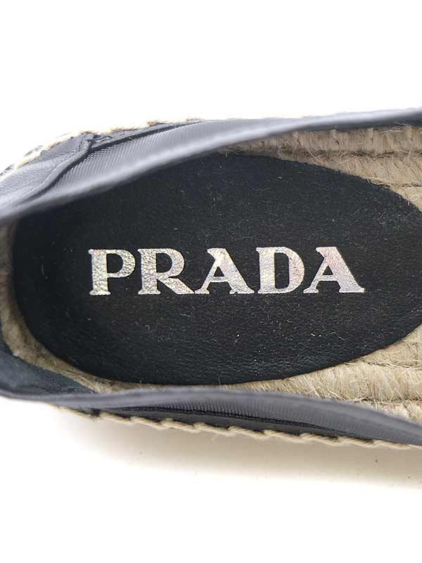 PRADA プラダ ロゴプレートメッシュ ナッパレザー エスパドリーユ