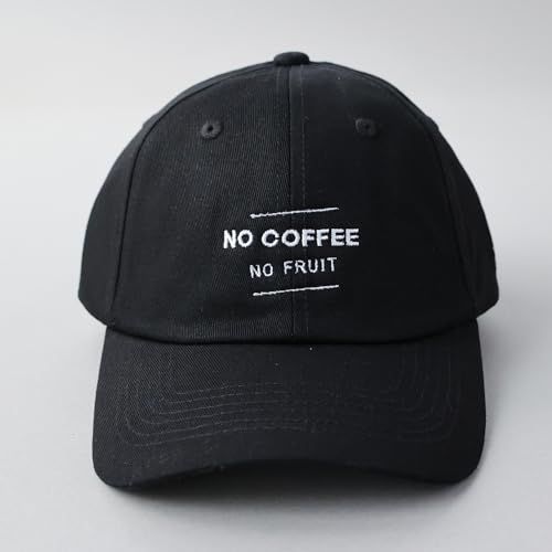 [フルーツオブザルーム] NO COFFEE FUK.JAPAN ノーコーヒー 福岡 コラボ コットン ローキャップ ポロ 6パネル キャップ 帽子 キャップ メンズ レディース (Free Size, Bタイプ(ブラック))