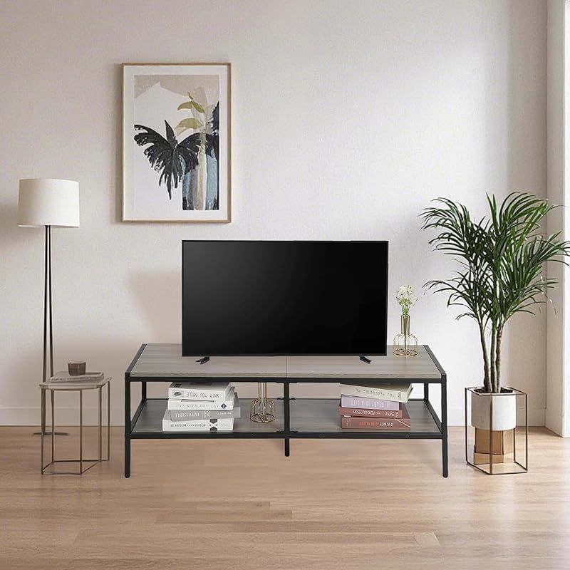 seacall テレビ台 2階建て キャビネットテレビラック 北欧風 ディスプレイ収納 幅120×奥行40×高さ38cm 省スペース 360°キャスター付きで簡単移動 テレビボード 容易なインストール リビングルームテーブ 40～50インチのテレビを 1