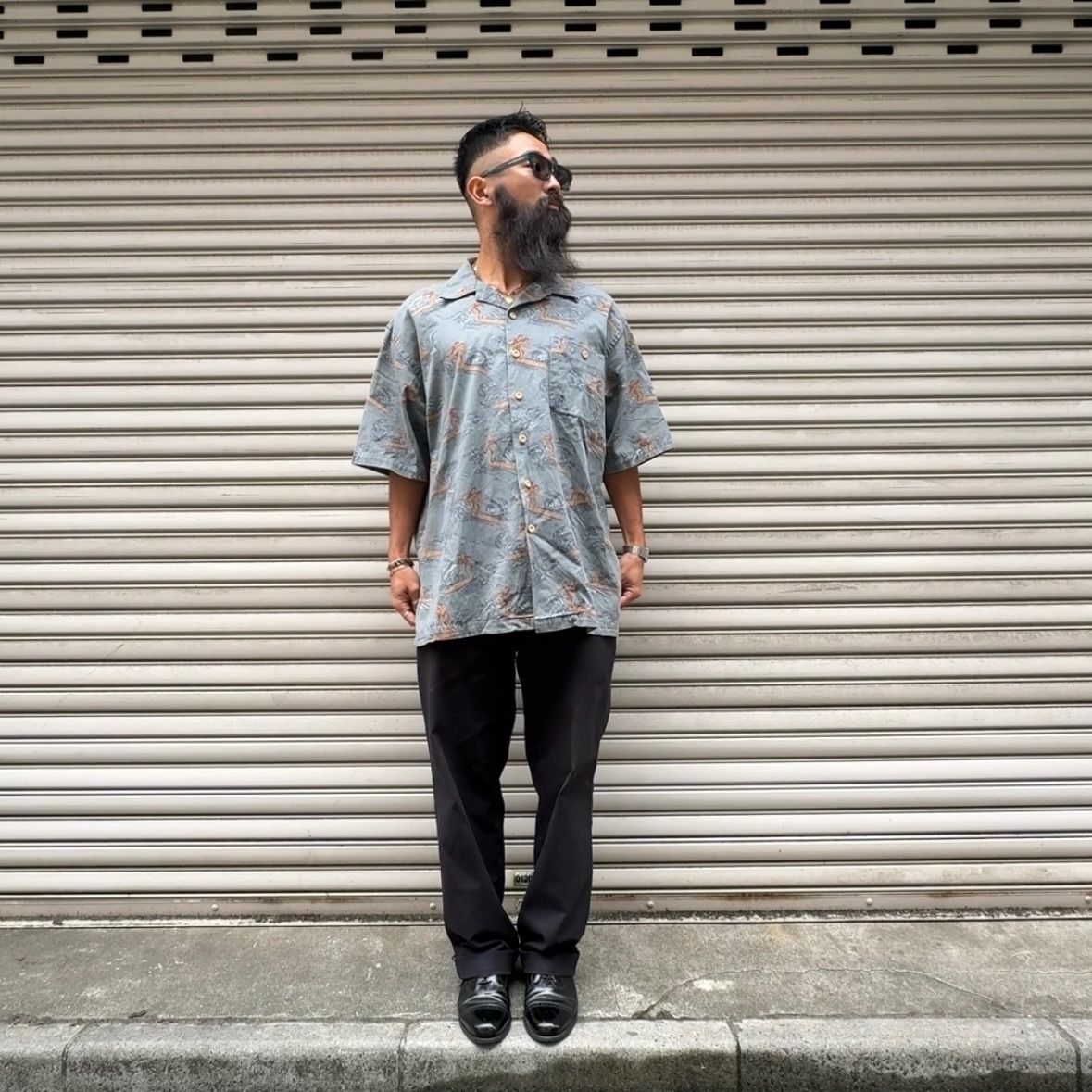 90 s 1993〜98 s RRL COTTON S S Open-Collar Aloha Shirt - Size L