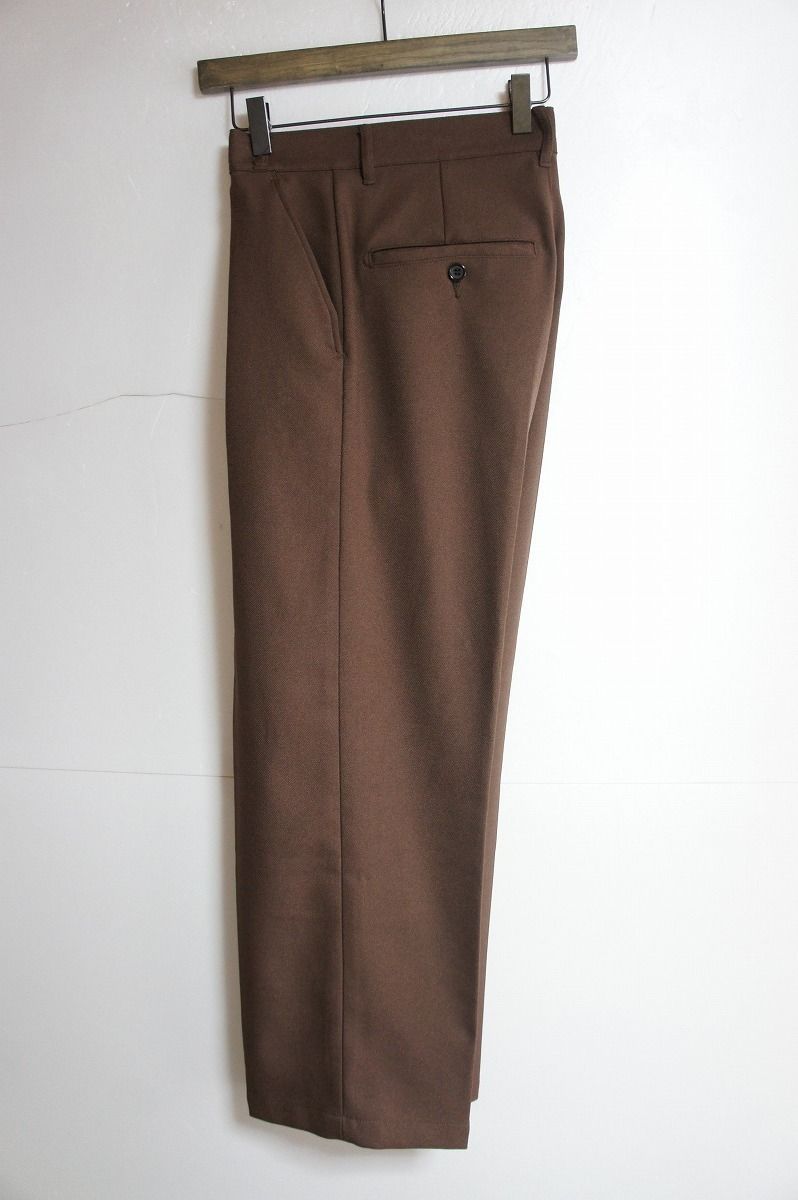 美品18SS MR.OLIVEミスターオリーブ RETORO POLYESTER TWILL -ONE PLEATS STA-PREST WIDE PANTS パンツ M-18103 茶704M★13