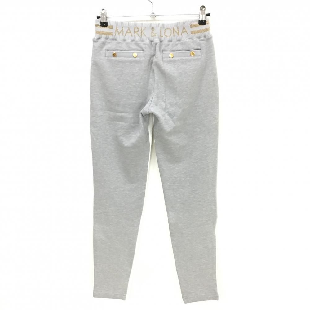 マークアンドロナ 中綿パンツ 白×ライトグレー 前星地模様 一部中綿 スカル レディース M ゴルフウェア MARK＆LONA