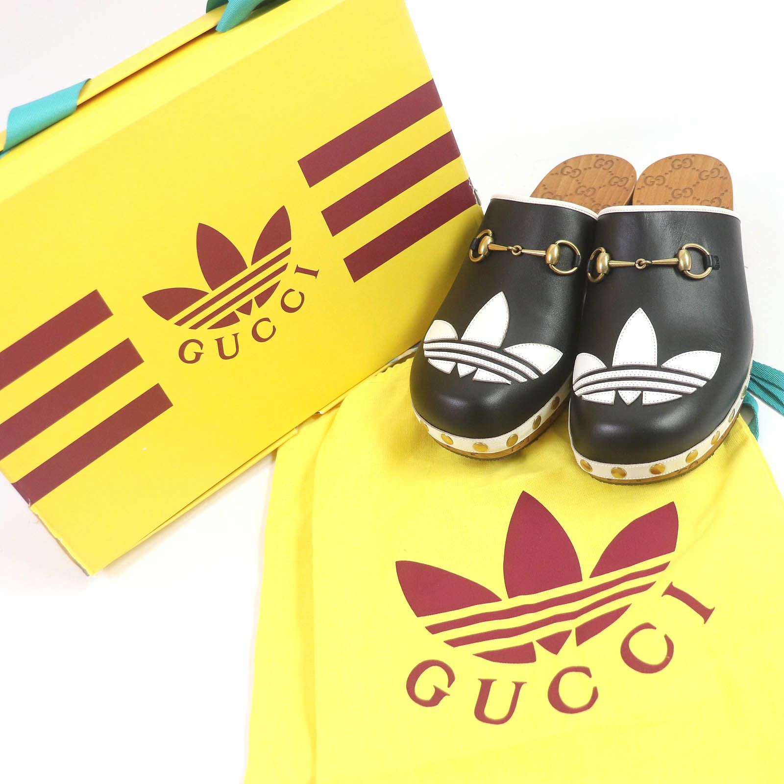 未使用品□adidas アディダス GUCCI グッチ 702252 レザー トレフォイル クロッグサンダル サボ サンダル ブラック 9  箱・保存袋付き イタリア製 メンズ - メルカリ