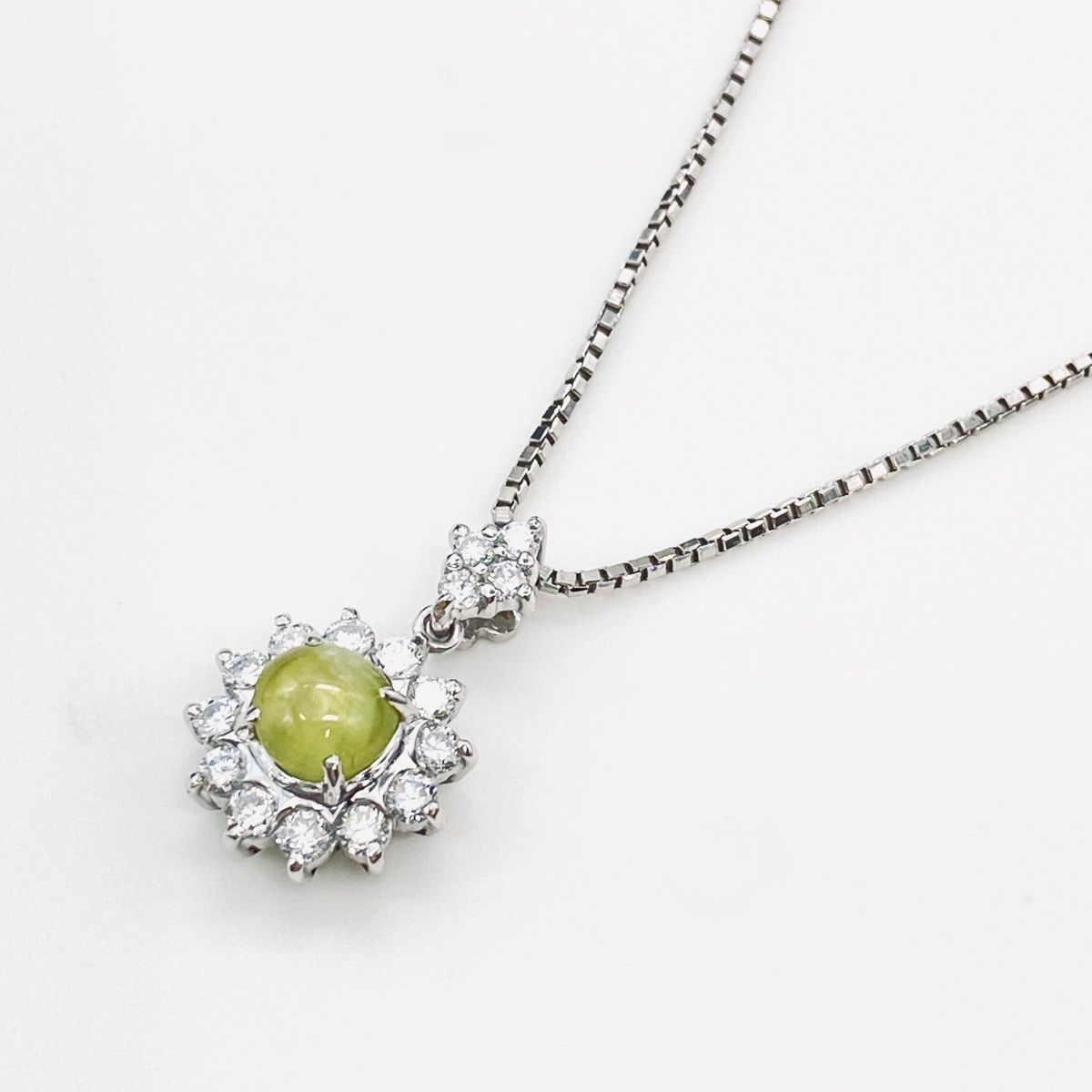 クリソベリルキャッツアイ デザインネックレス プラチナ ペンダント  