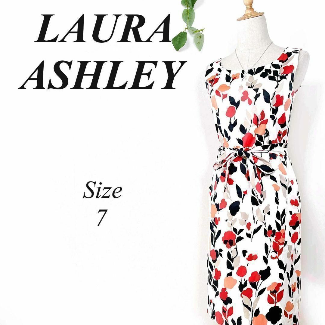 LAURA ASHLEY Occasion ローラアシュレイ 花柄 ノースリーブワンピース 