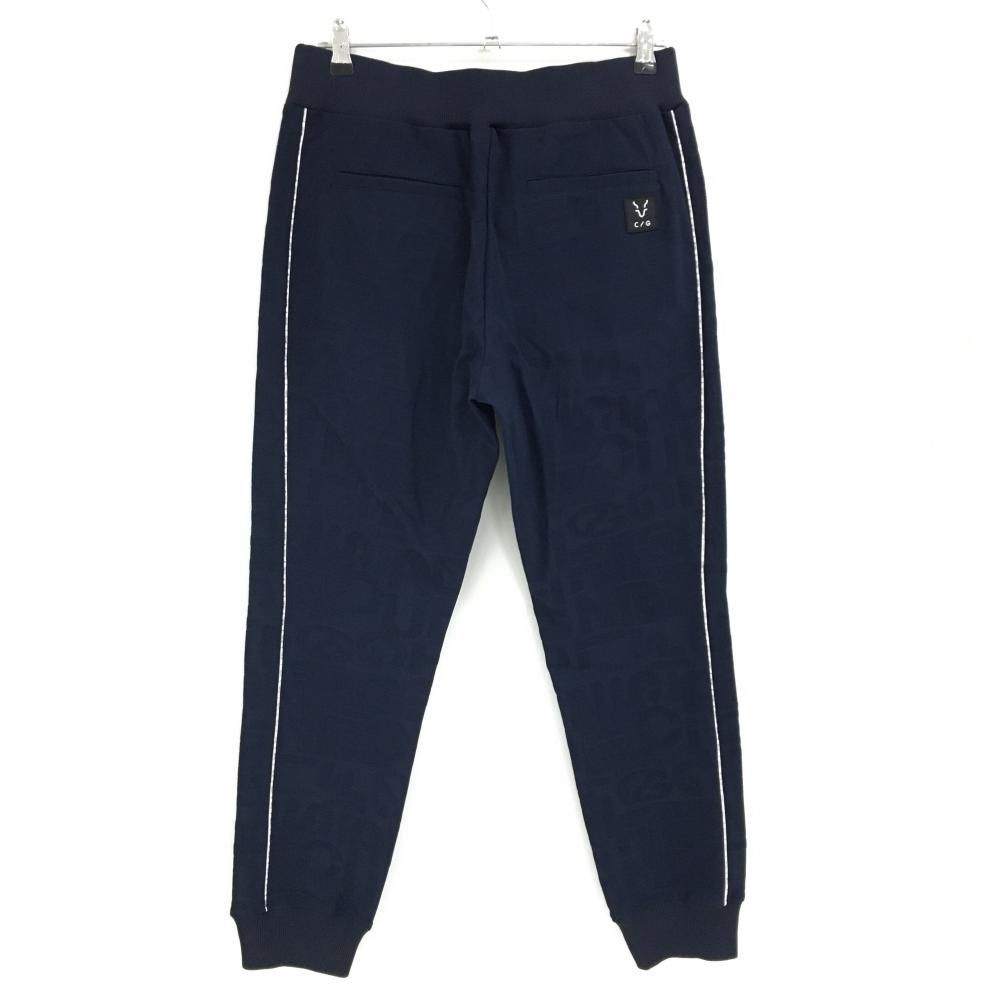 CPG パンツ ネイビー 英字地模様 サイドロゴライン ウエストゴム 調節紐 メンズ 3 L ゴルフウェア 2025年モデル CPG