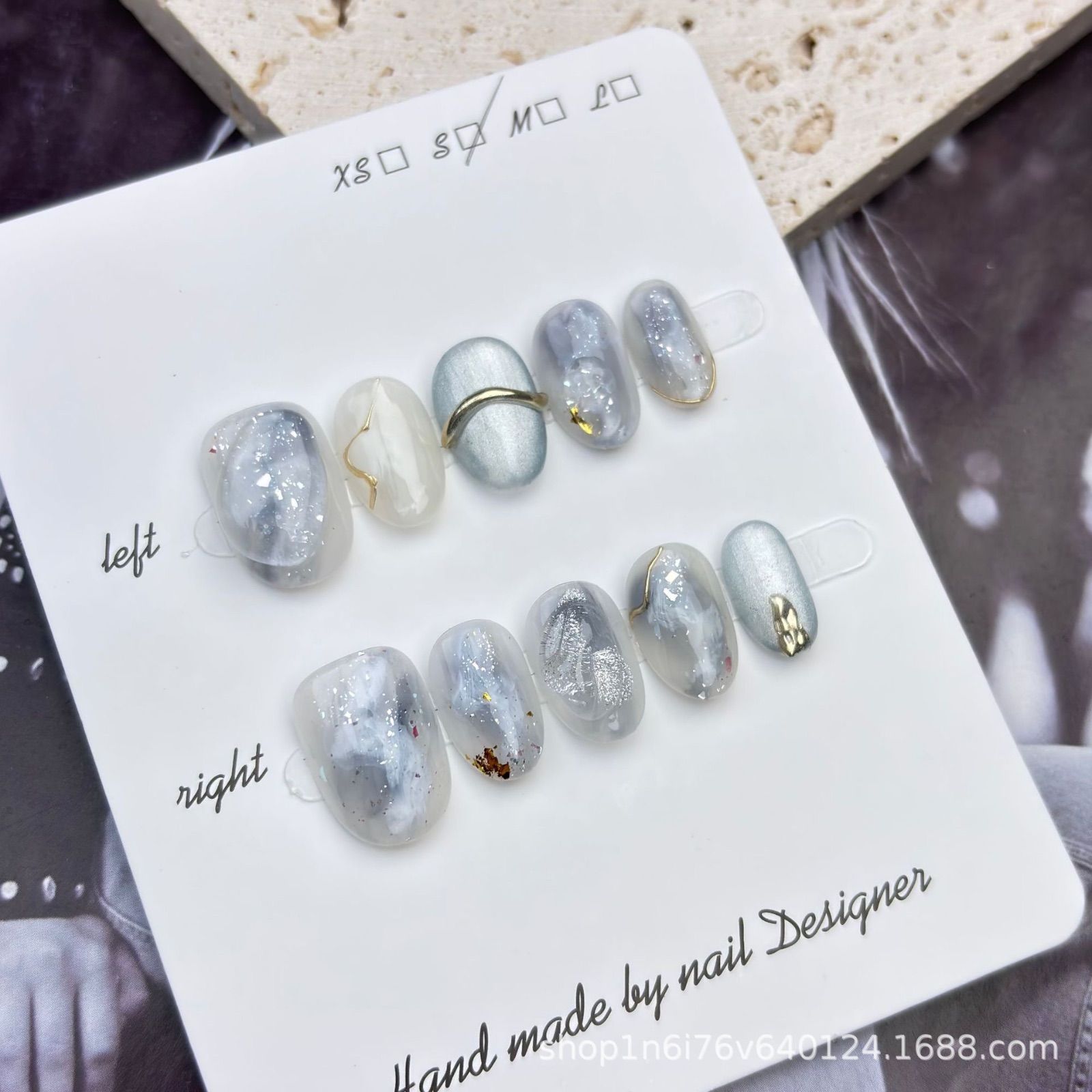 ネイルチップ #116 レッド グレー 天然石 キルティング 宝石ネイル ネイルチップ #116 レッド グレー 天然石 キルティング 宝石ネイル