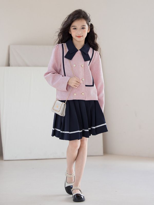 入学式 スーツ 子供服 女の子 フォーマル スーツ セットアップ ジャケット ベスト スカート ストラップ柄 入園準備 卒園式 七五三 受験 結婚式 入学式 子供服 女の子（スーツ・カジュアルセットアップ