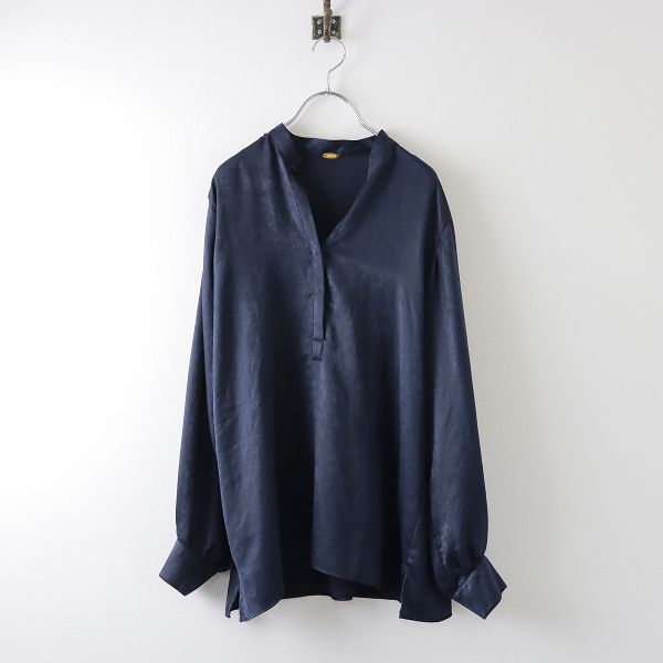 Deuxieme Classe / ドゥーズィエムクラス | 2022AW | SATIN HENRY / サテン ブラウス | F | ネイビー | レディース 2022AW MUSE de Deuxieme Classe ドゥーズィエムクラス SATIN HENRY