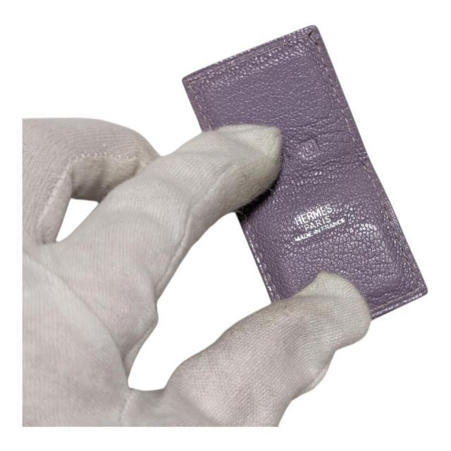 エルメス シェーブル マグネット式 マネークリップ レザー パープル