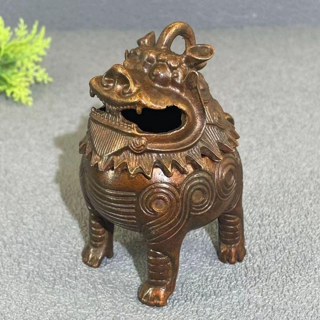 銅製 神獣香炉 塔香炉 茶道茶寵 香道具 装飾品 工芸品 置物