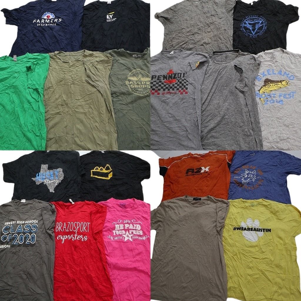 古着卸 まとめ売り カラーmix プリント 半袖Tシャツ 19枚セット (メンズ XL ) ワンポイントロゴ カレッジ系 無地系 MT7894